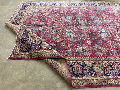 9’11”x13’6” Antique Hand-Knotted Fine Kork Wool Persian Sarouk Area Rug Handmade