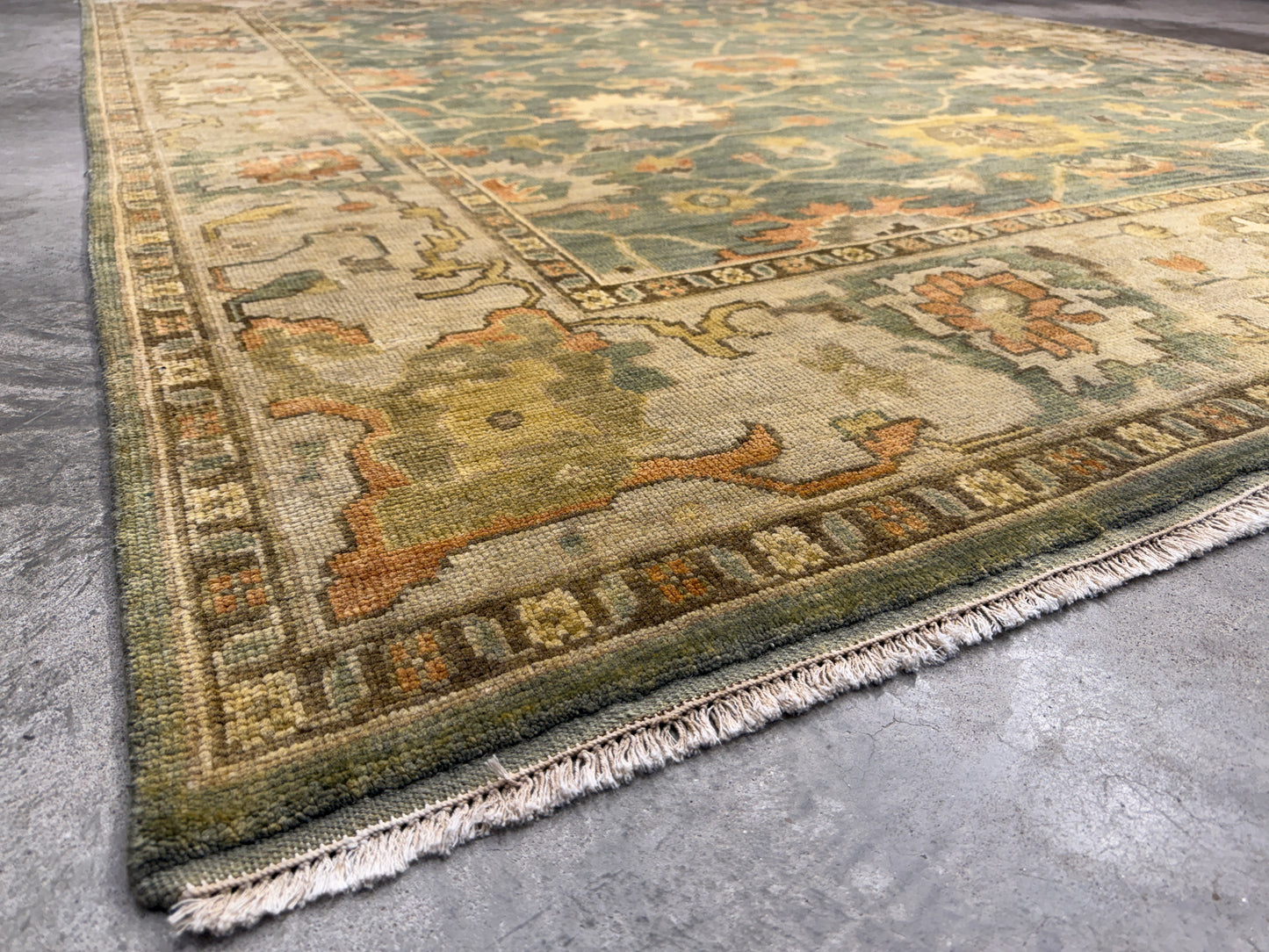 8’x10’ Hand-Knotted Wool Oushak Area Rug