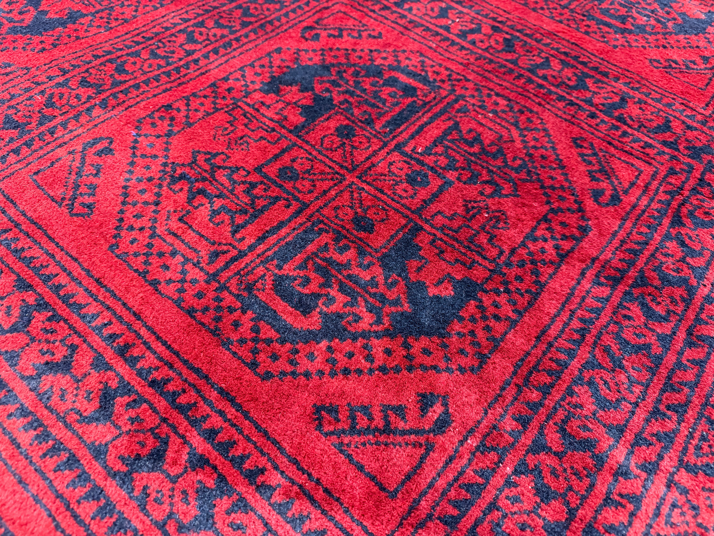 10’x14’ Hand-Knotted Wool Afghan Khalmohammadi Rug 10x14 Red All-Over Handmade Carpet
