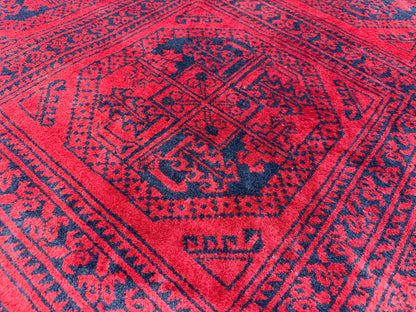 10’x14’ Hand-Knotted Wool Afghan Khalmohammadi Rug 10x14 Red All-Over Handmade Carpet