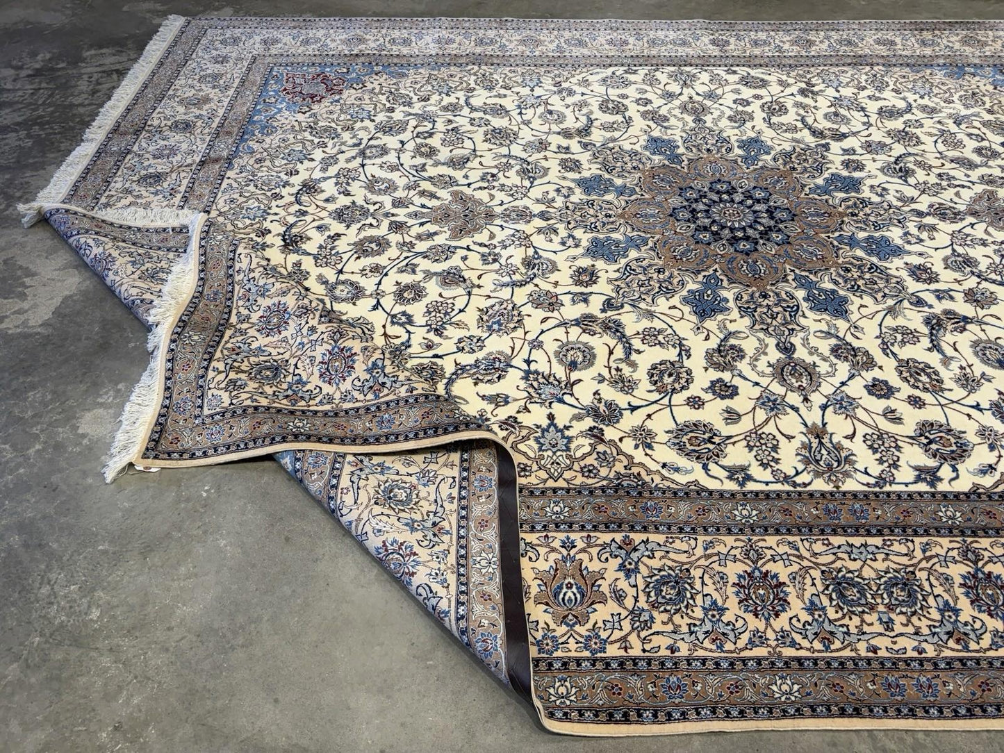 8’7”x12’1” Hand-Knotted Wool & Silk Nain Habibian Area Rug 8x12 Handmade Carpet