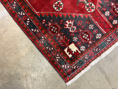Hand-Knotted Persian Hamadan Rug - 4'2"x8'