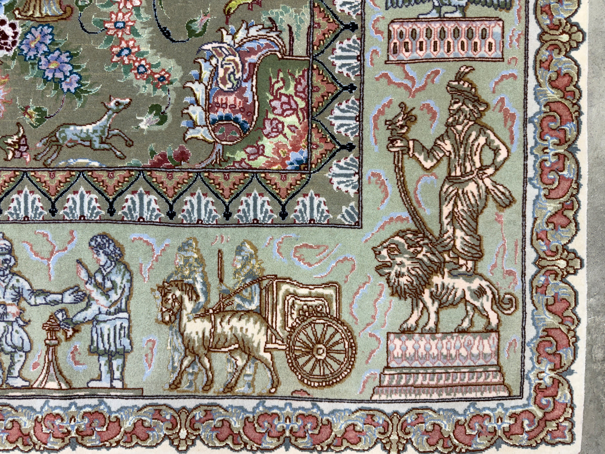 Hand-Knotted Pictorial 60 Raj Persian Tabriz Rug - 6'6"x10'2"