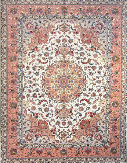 9’9”x13’3” Fine Hand-Knotted Persian Tabriz Signed Area Rug