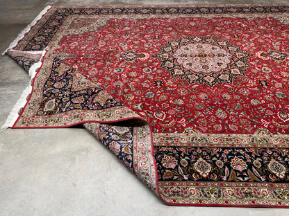 11’6”x16’3” Hand-Knotted Very Fine Wool Persian Tabriz Area Rug 60 Raj