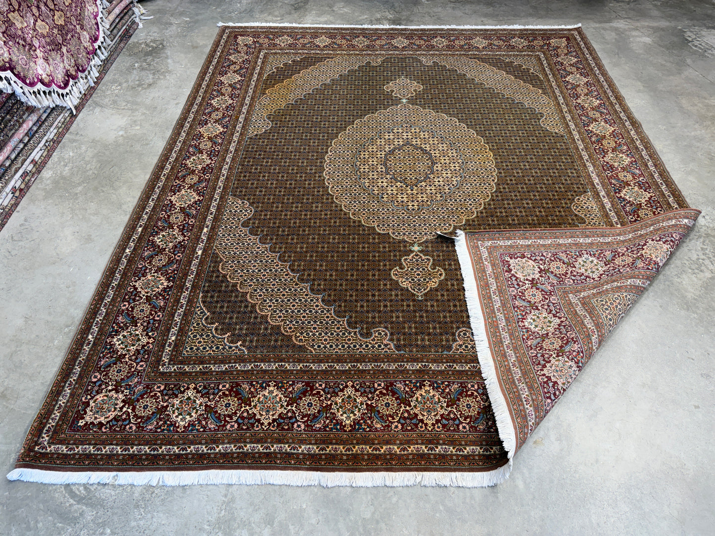 8’2”x9’10” Hand-Knotted Fine Persian Tabriz Mahi Area Rug