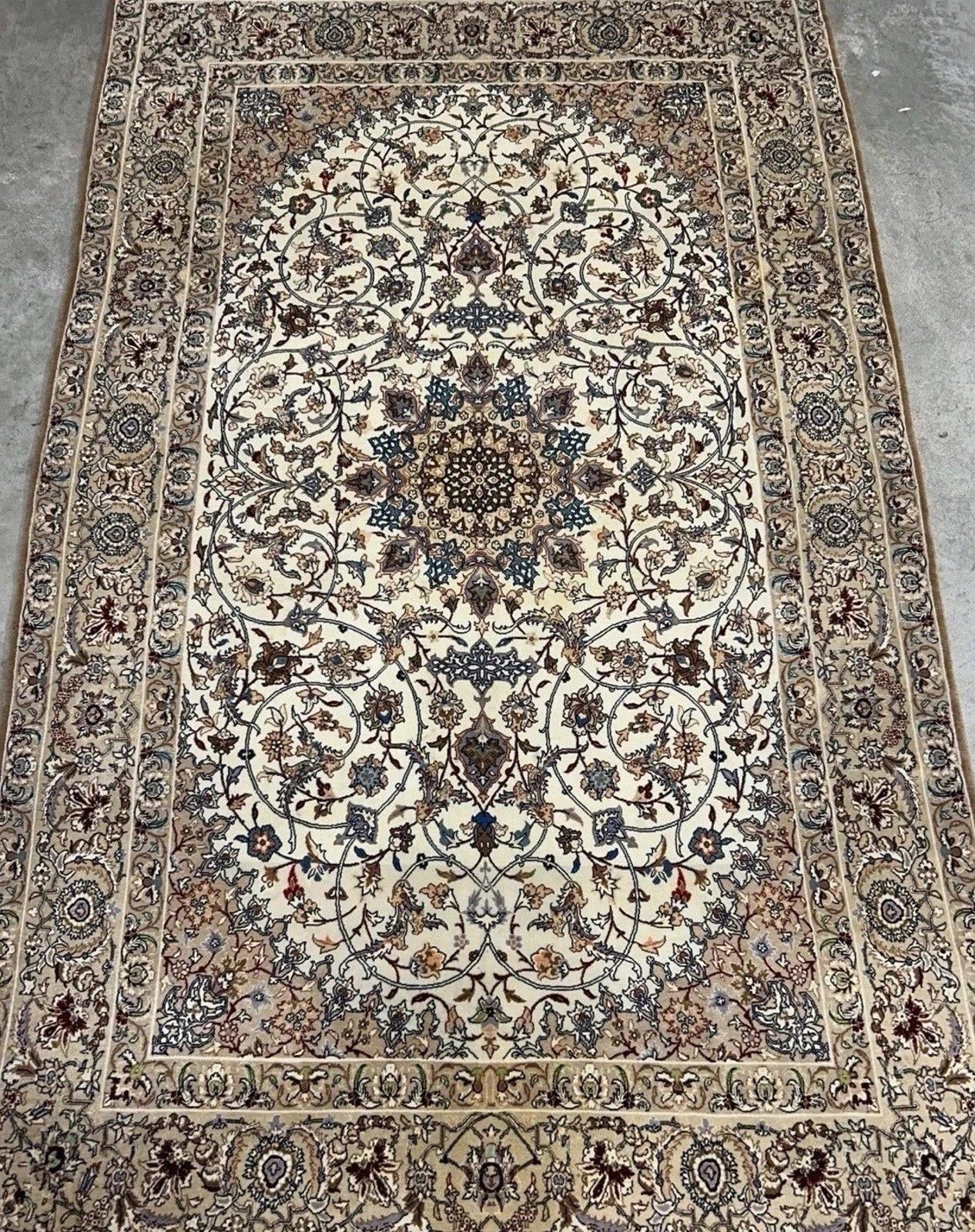 3’5”x5’9” Hand-Knotted  Fine Wool & Silk Isfahane Seirafian Area Rug - Signed