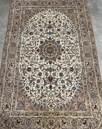 3’5”x5’9” Hand-Knotted  Fine Wool & Silk Isfahane Seirafian Area Rug - Signed