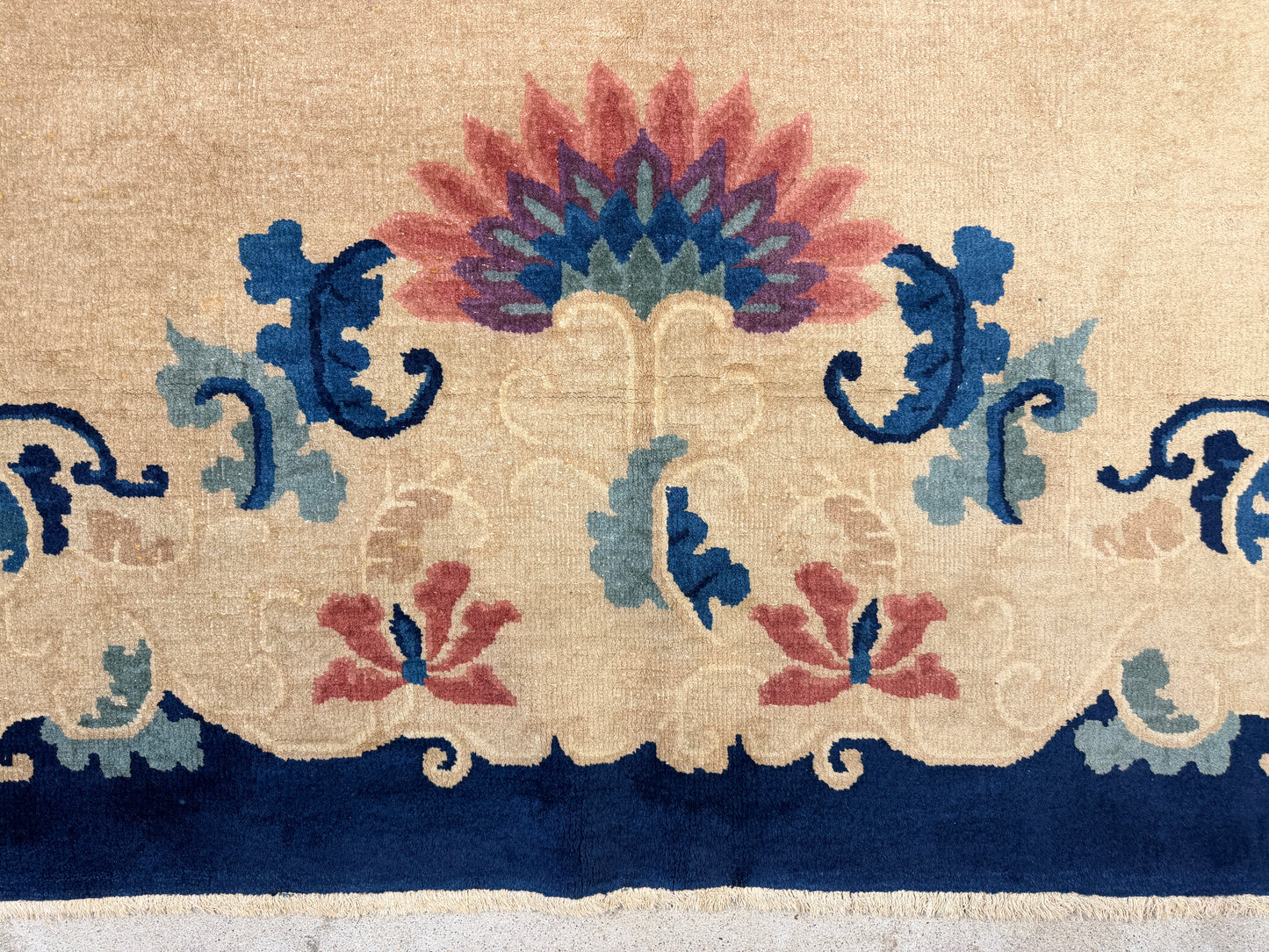 10’1”x13’8” Antique Hand-Knotted Chinese Art Deco Nichols Area Rug