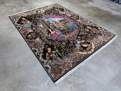 5’7”x7’10” Hand-knotted Pictorial Tabriz Rug