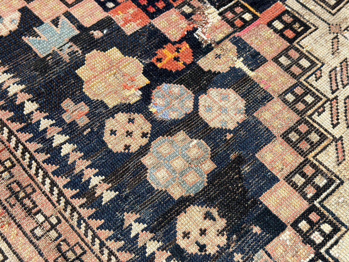 Antique Hand-Knotted Russian Kazak Rug - 4'9"x10'2"