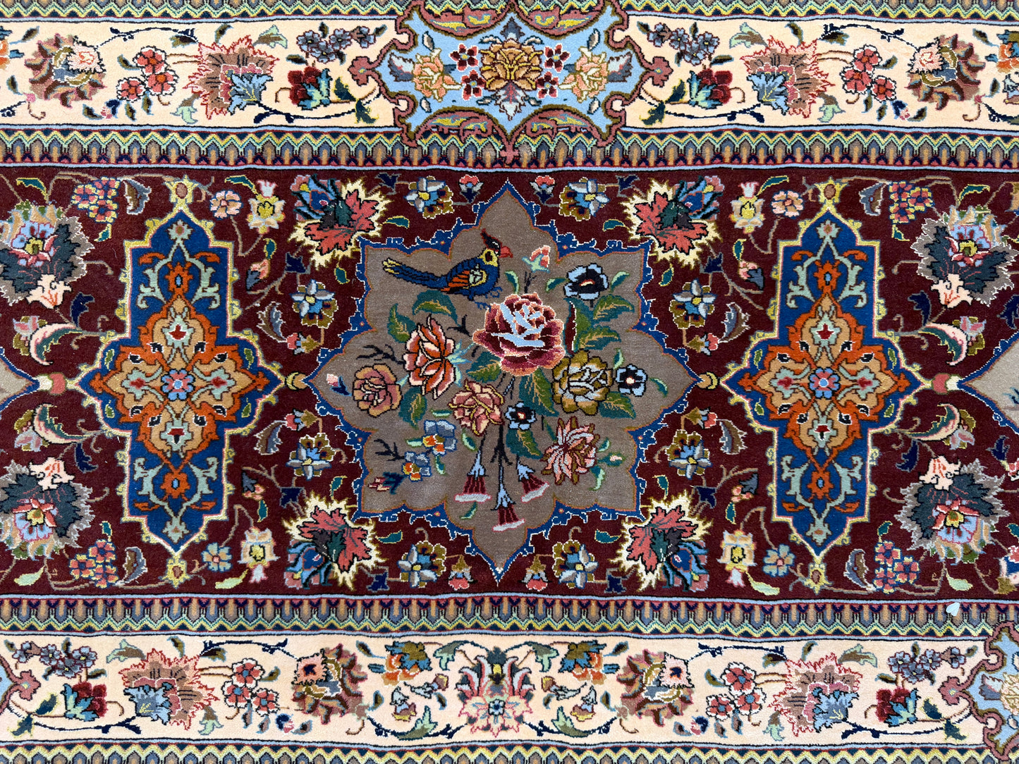 11’7”x17’2” Very Fine Hand-Knotted Signed Persian Tabriz Pictorial Area Rug