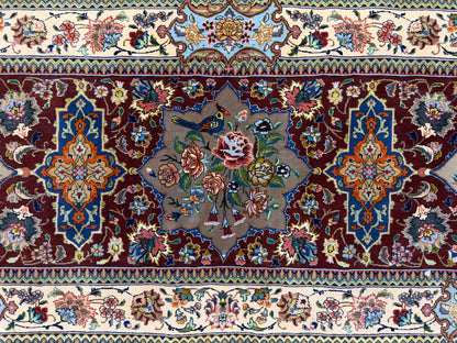 11’7”x17’2” Very Fine Hand-Knotted Signed Persian Tabriz Pictorial Area Rug