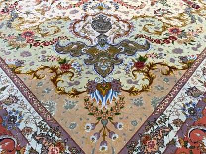 11’4”x16’2” Very Fine Hand-Knotted Persian Tabriz 80 Raj Signed Area Rug