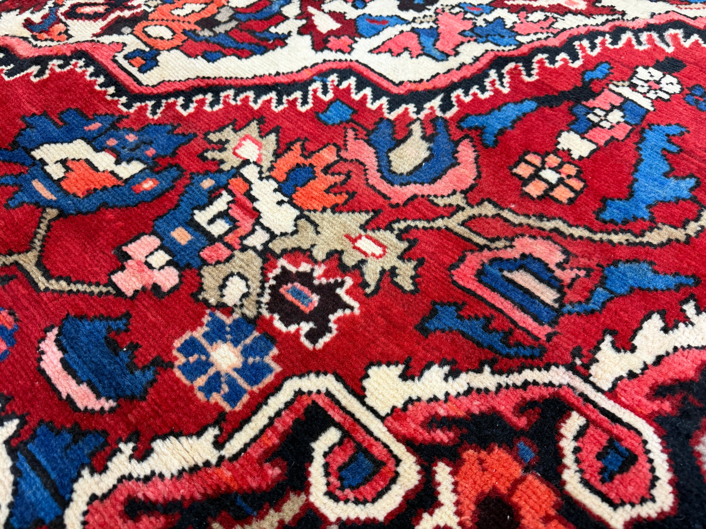 10’1”x12’3” Vintage Hand-Knotted Wool Bakhtiari Persian Rug 10x12 Red Handmade Carpet