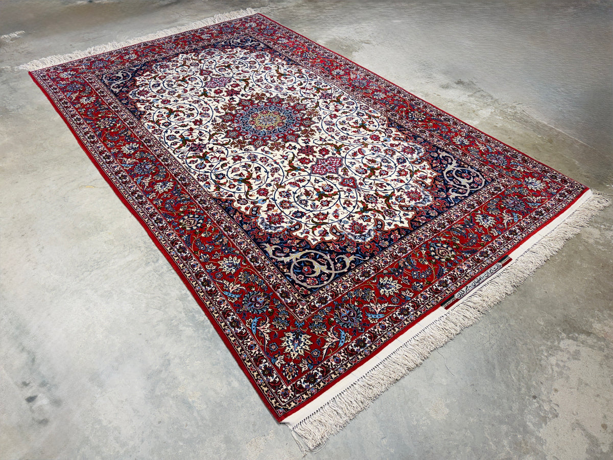 Hand-Knotted Persian Isfahan Rug - Signed Seirafian - 6’6”x10’2”
