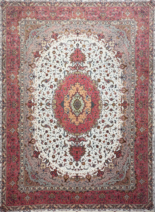 9’11”x13’6” Hand-Knotted 70 Raj Persian Tabriz Rug - Signed Aghajani