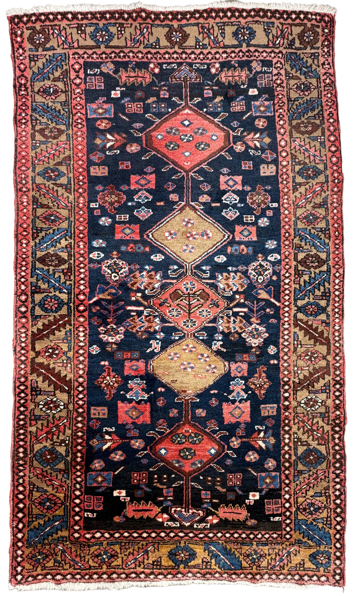 Hand-Knotted Persian Hamadan Rug - 3’10”x6’8”