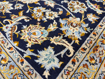 9’8”x12’5” Hand-Knotted Fine Wool Persian Kashan Signed Area Rug