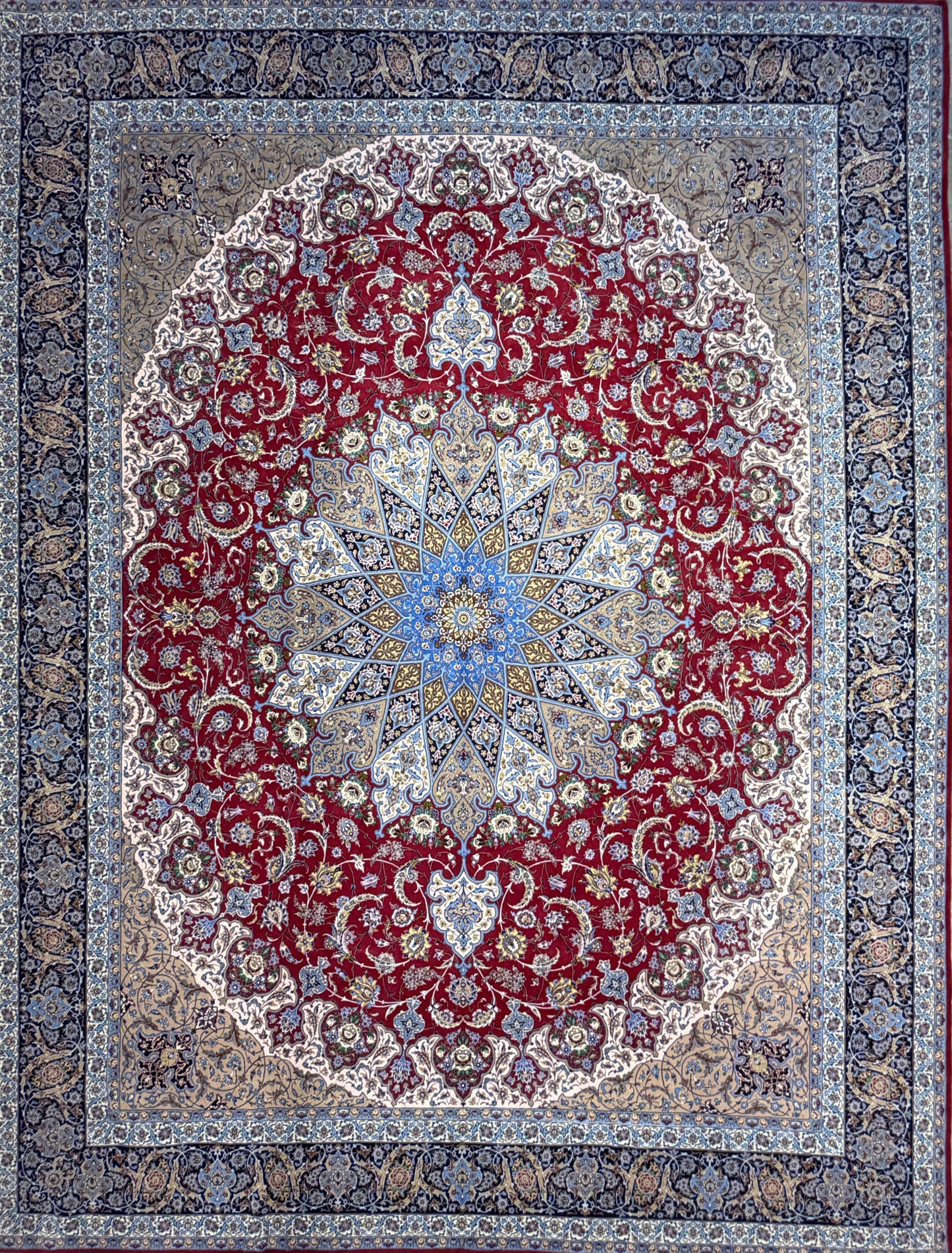 13’x16’10” Hand-Knotted Persian Isfahan Signed Asachi Area Rug