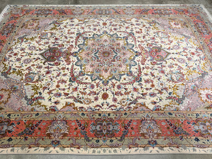 Hand-Knotted 70 Raj Persian Tabriz Rug - Signed - 9’8”x13’9”