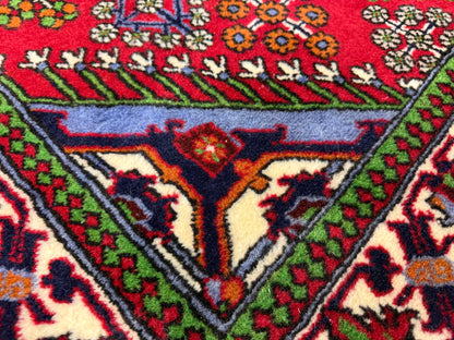 4’2”x13’3” Hand-Knotted Wool Joshaghan Persian Runner 4x13 Handmade Red Carpet