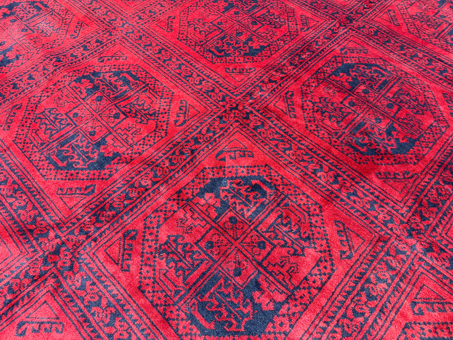 10’x14’ Hand-Knotted Wool Afghan Khalmohammadi Rug 10x14 Red All-Over Handmade Carpet