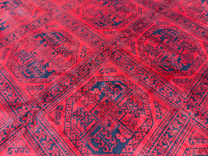10’x14’ Hand-Knotted Wool Afghan Khalmohammadi Rug 10x14 Red All-Over Handmade Carpet