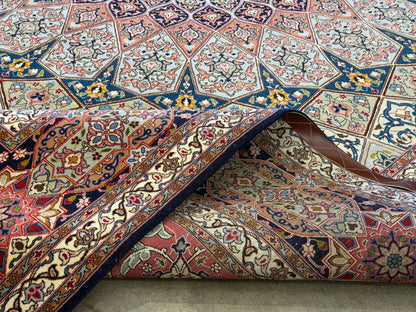 Hand-Knotted 60 Raj Persian Tabriz Rug - Dome Design - 10’x13’4”