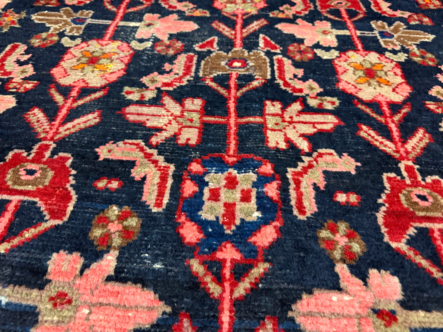 3’6”x4’11” Antique Hand-Knotted Wool Hamadan Persian Rug 3x5 Floral Handmade Carpet