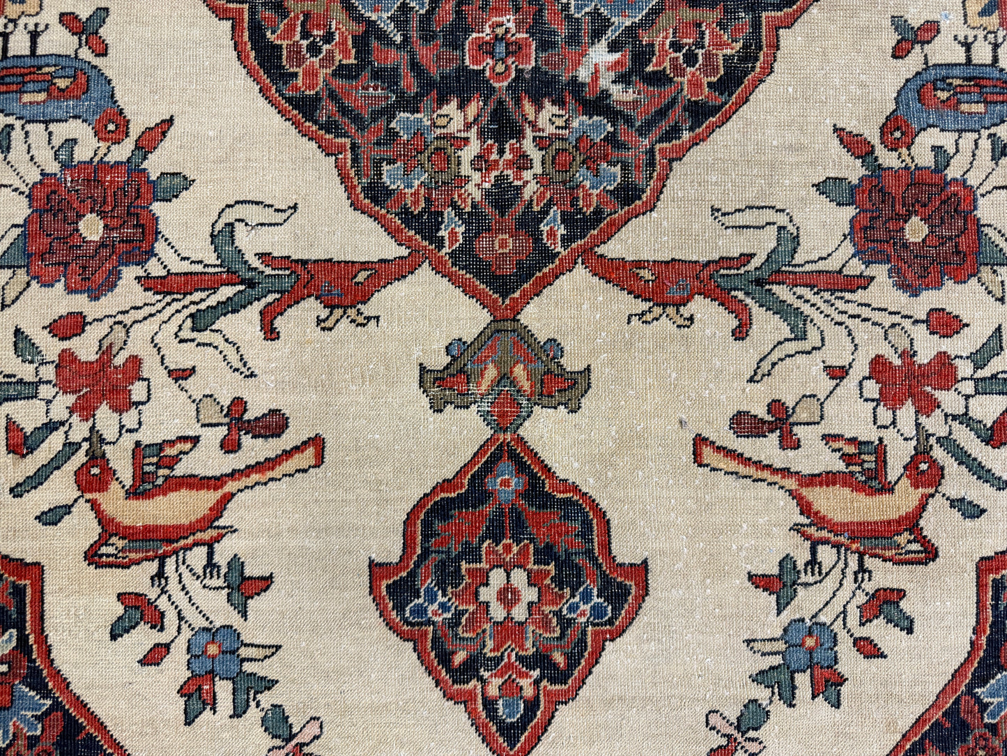 4’3”x6’5” Antique Hand-knotted Wool Kashan Persian Rug 4x6 Animal Handmade Carpet