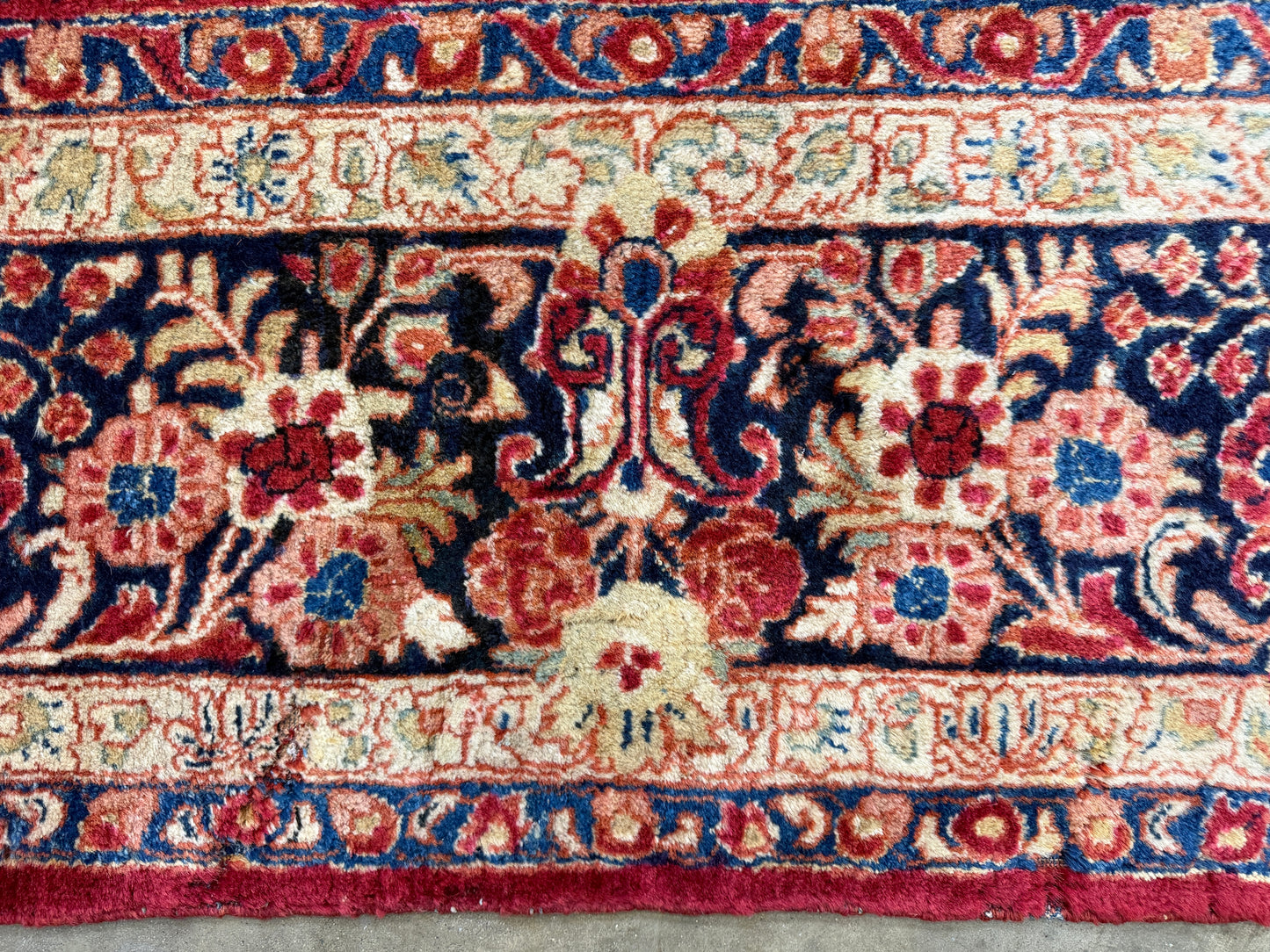 8’8”x11’6” Antique Hand-Knotted Wool Sarouk Persian Rug 8x11 Red Handmade Carpet