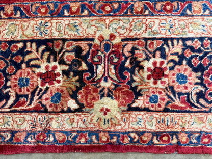 8’8”x11’6” Antique Hand-Knotted Wool Sarouk Persian Rug 8x11 Red Handmade Carpet