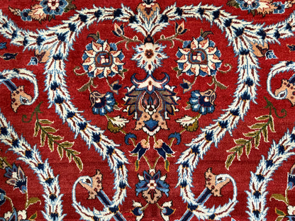 10’2”x14’2” Very Fine Vintage Hand-Knotted Wool Isfahan Persian Rug 10x14 Red All-Over Handmade Carpet