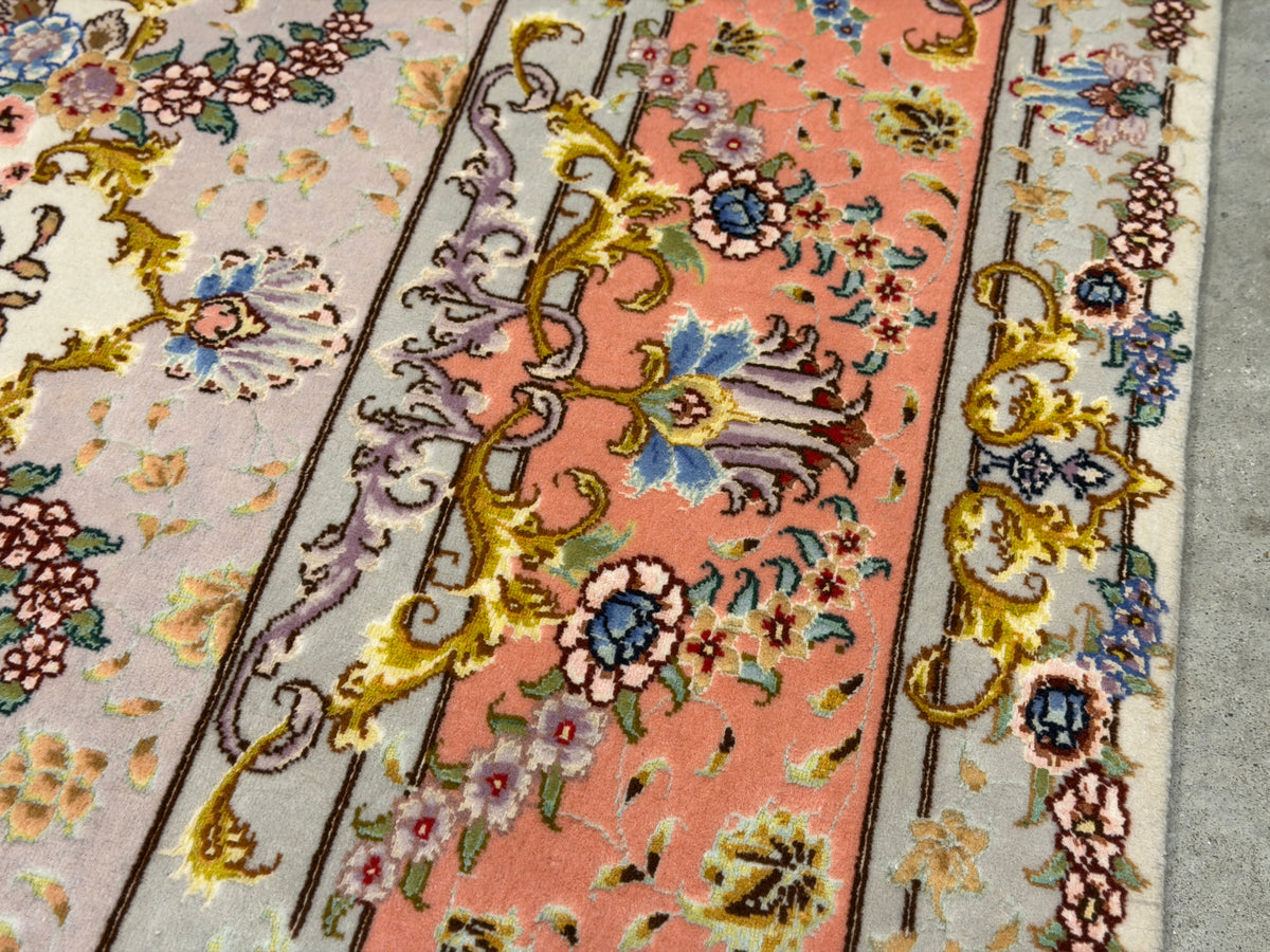 Hand-Knotted 70 Raj Persian Tabriz Rug - 6'8"x10'3"