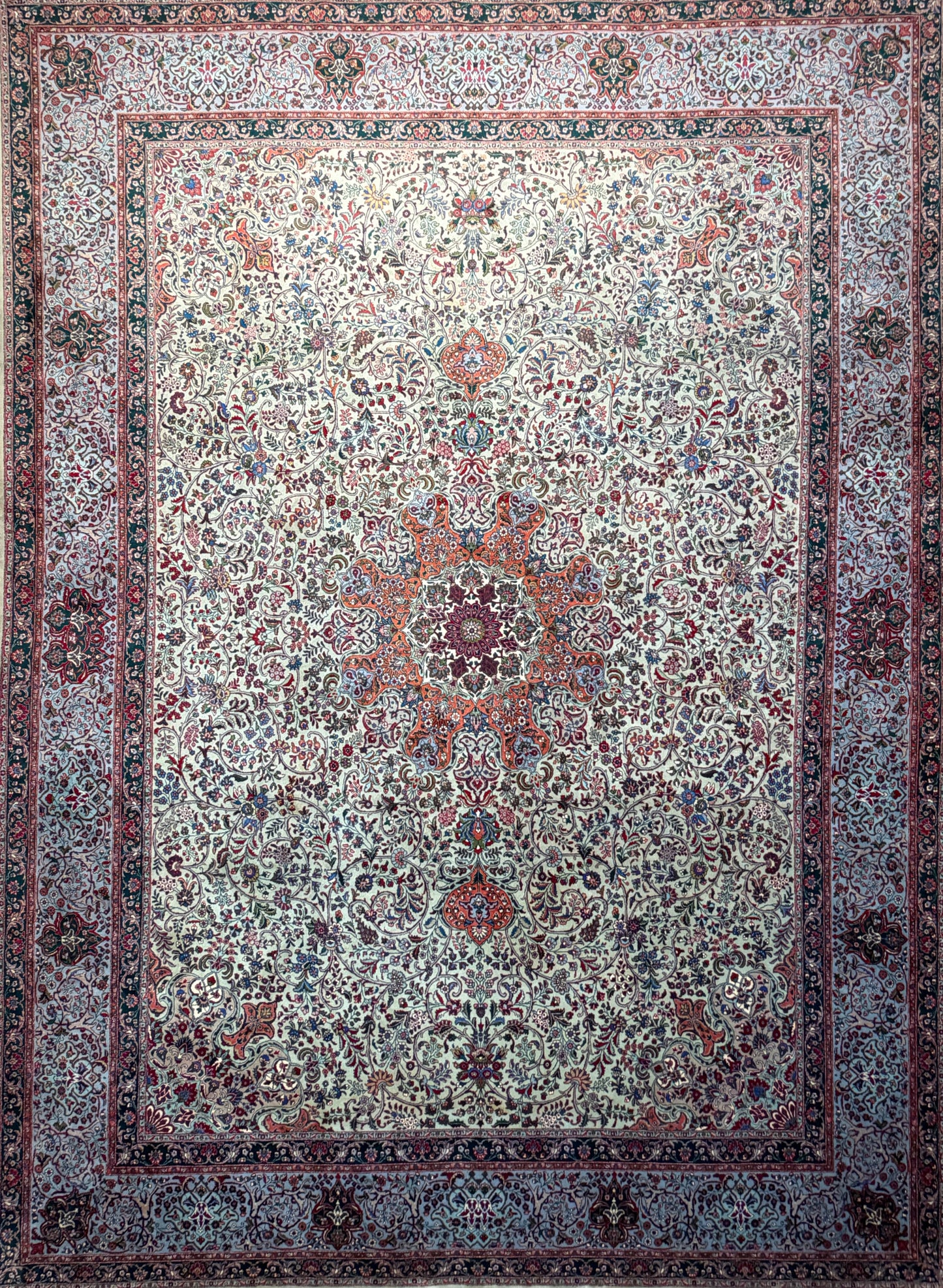9’11”x13’5” Hand-Knotted Fine Wool Persian Kashan Area Rug