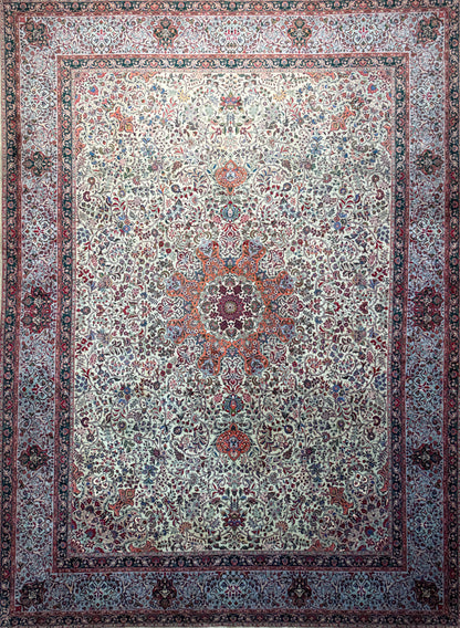 9’11”x13’5” Hand-Knotted Fine Wool Persian Kashan Area Rug