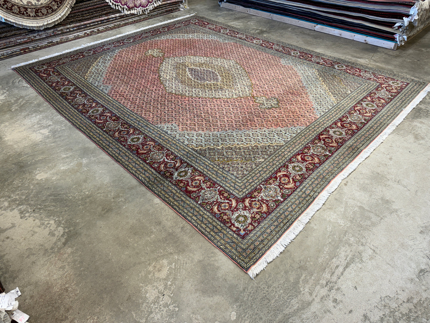 Hand-Knotted Persian Tabriz Mahi Rug - 9’10”x12’3”