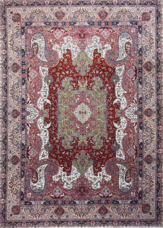 Hand-Knotted 70 Raj Persian Tabriz Pictorial Rug - 10’4”x13’3”