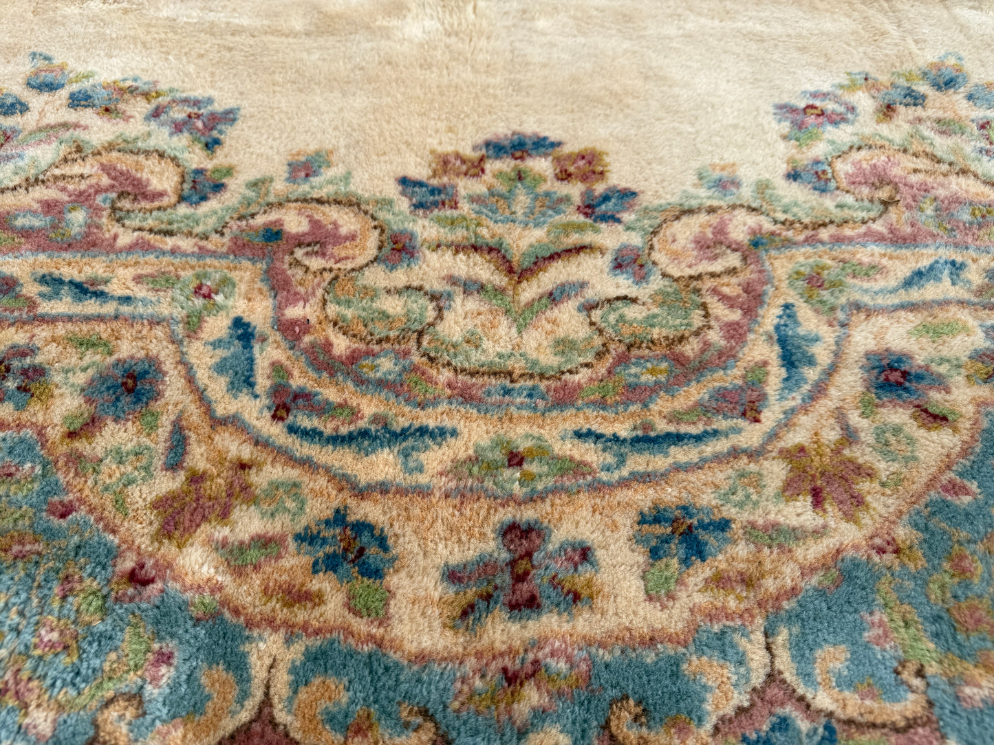 9’8”x19’ Antique Hand-Knotted Wool Persian Kerman Area Rug