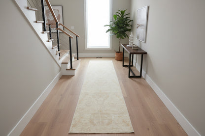 2’9”x13’6” Hand-Knotted Wool Abstract Runner 2x13 Handmade Beige Rug