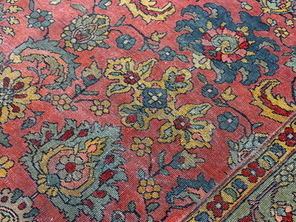 Antique Hand-Knotted Persian Tabriz Rug - 9’x11’7”