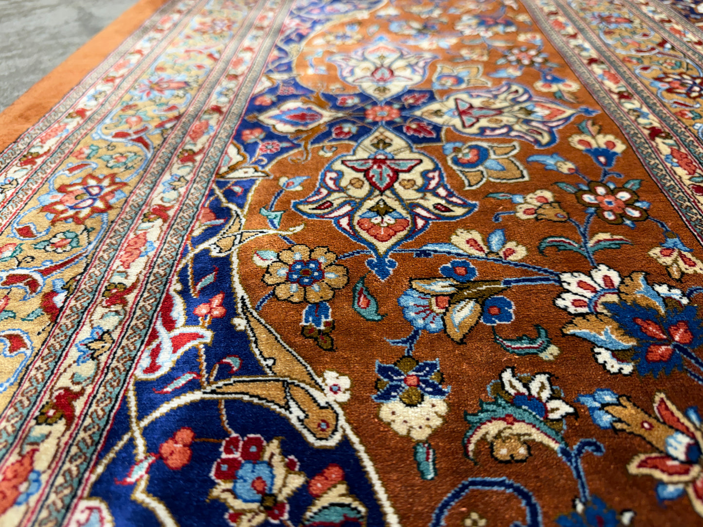 11’3”x16’5” Hand-Knotted 100% Silk Persian Qum Rug - Signed