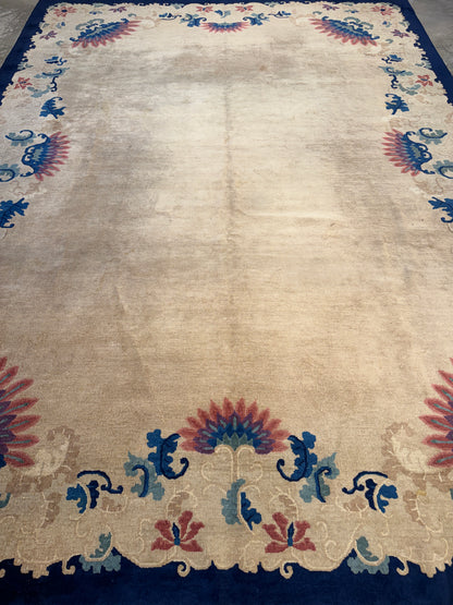 10’1”x13’8” Antique Hand-Knotted Chinese Art Deco Nichols Area Rug