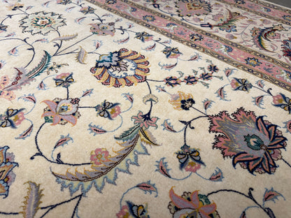 9’9”x13’4” Very Fine Hand-Knotted Persian Tabriz 80 Raj Signed Area Rug
