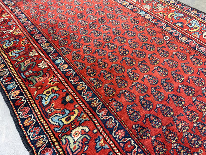 Antique Hand-Knotted Persian Kurdish Runner - 3’4”x13’