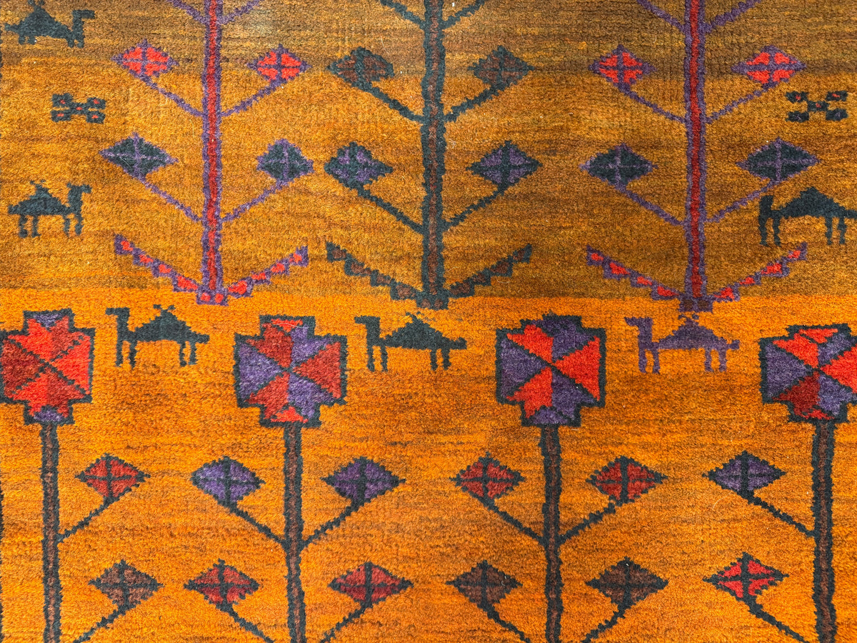 Hand-Knotted Persian Baluchi Rug - 3’10”x9’