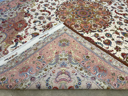 9’9”x13’3” Fine Hand-Knotted Persian Tabriz Signed Area Rug
