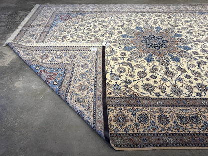 8’7”x12’1” Hand-Knotted Wool & Silk Nain Habibian Area Rug 8x12 Handmade Carpet