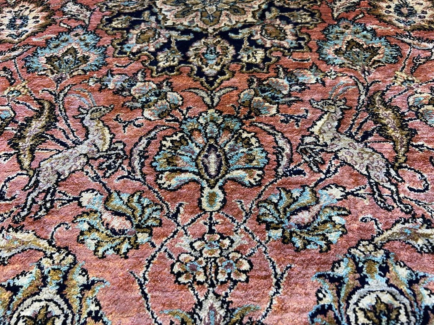 3x5 Luxurious Fine Hand-Knotted 100% Silk Pictorial Persiane Qume Rug Handmade